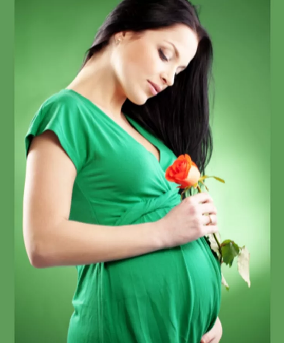 беременная женщина с розой