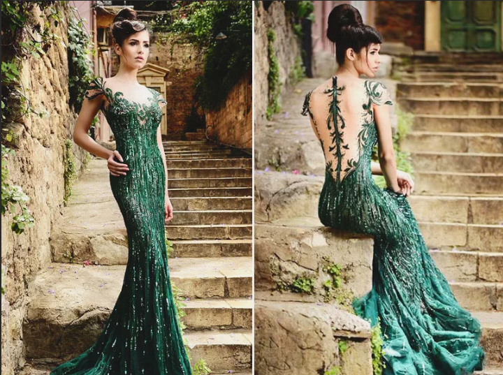 зеленое свадебное платье