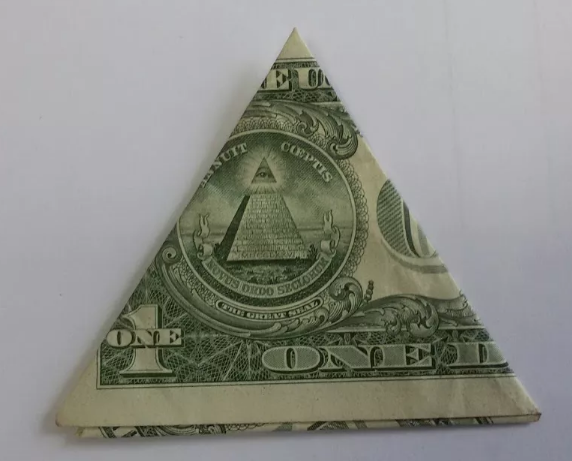 треугольник из купюры в 1 доллар