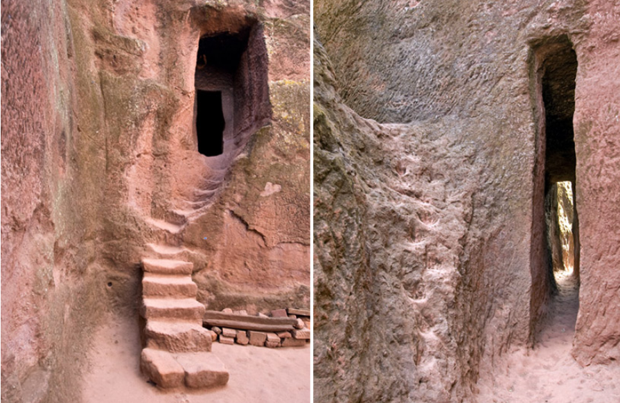 узкие проходы между храмами в Лалибэле Эфиопия